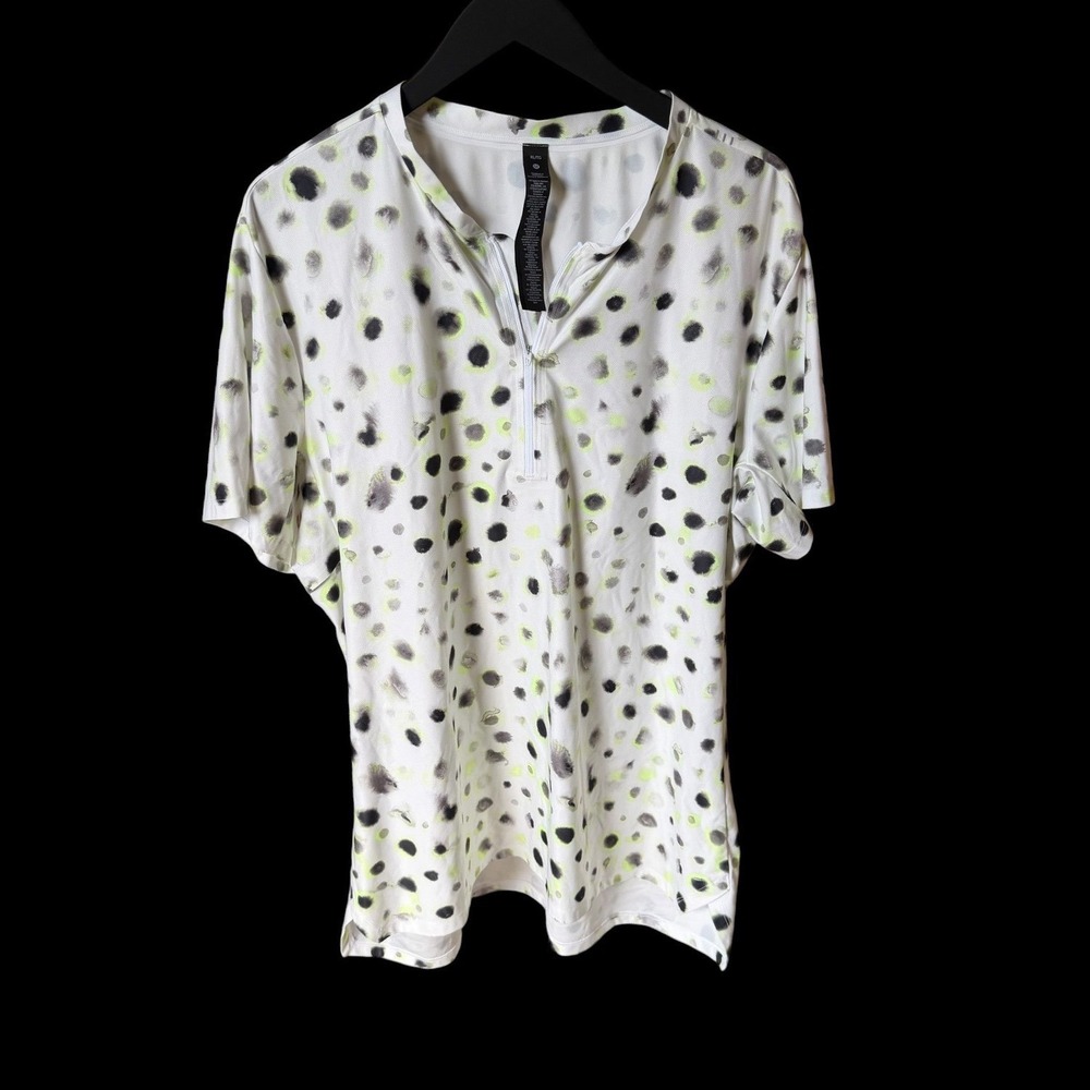 Lululemon Metal Vent Tech 1/2 Zip Short Sleeve Shirt XL White Polka Dot LM3DZDS